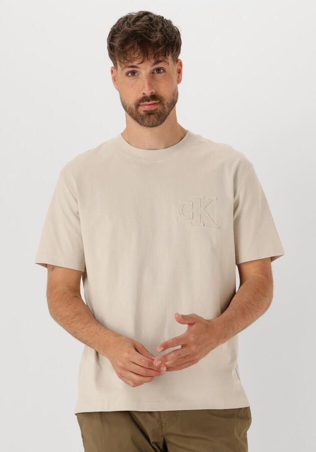 CALVIN KLEIN Heren Polo's & T-shirts Ck Applique Tee Beige - Foto 4