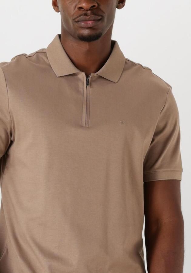CALVIN KLEIN Heren Polo's & T-shirts Liquid Touch Welt Zip Polo Bruin - Foto 3