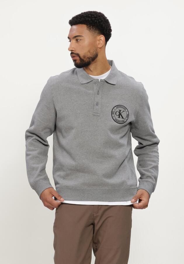 CALVIN KLEIN Heren Polo's & T-shirts Ls 350terry Eu Graphic Polo Sweat Grijs