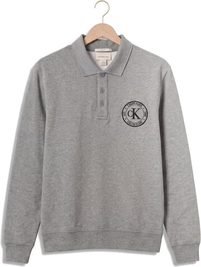 CALVIN KLEIN Heren Polo's & T-shirts Ls 350terry Eu Graphic Polo Sweat Grijs - Foto 2