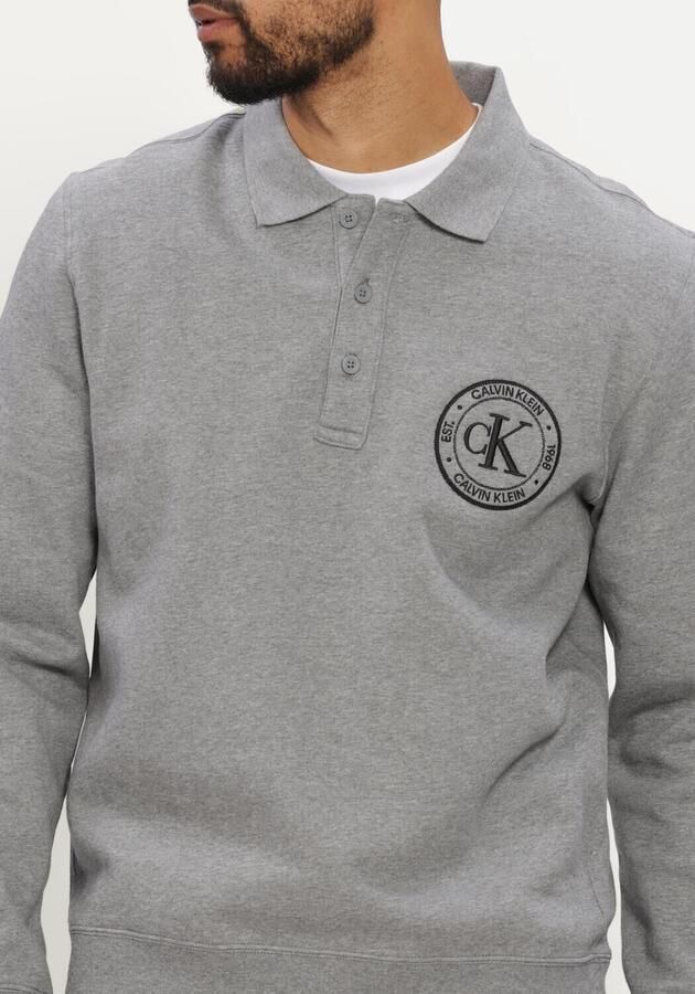 CALVIN KLEIN Heren Polo's & T-shirts Ls 350terry Eu Graphic Polo Sweat Grijs - Foto 4
