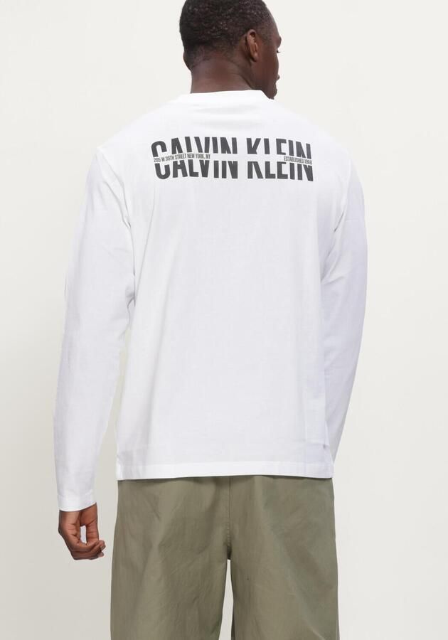 CALVIN KLEIN Heren Polo's & T-shirts Ls Easy 20s Retro Calvin Back Gr Wit - Foto 3