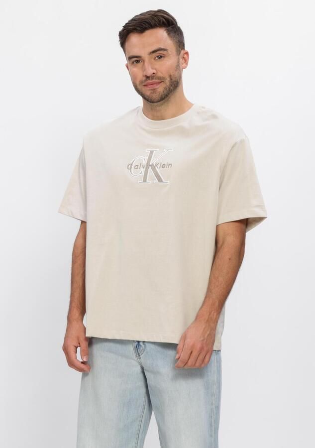 CALVIN KLEIN Heren Polo's & T-shirts Ss 16s Elevated Monologo Tee Zand
