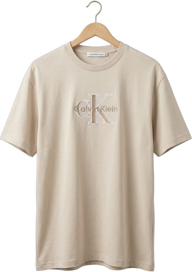 CALVIN KLEIN Heren Polo's & T-shirts Ss 16s Elevated Monologo Tee Zand - Foto 2
