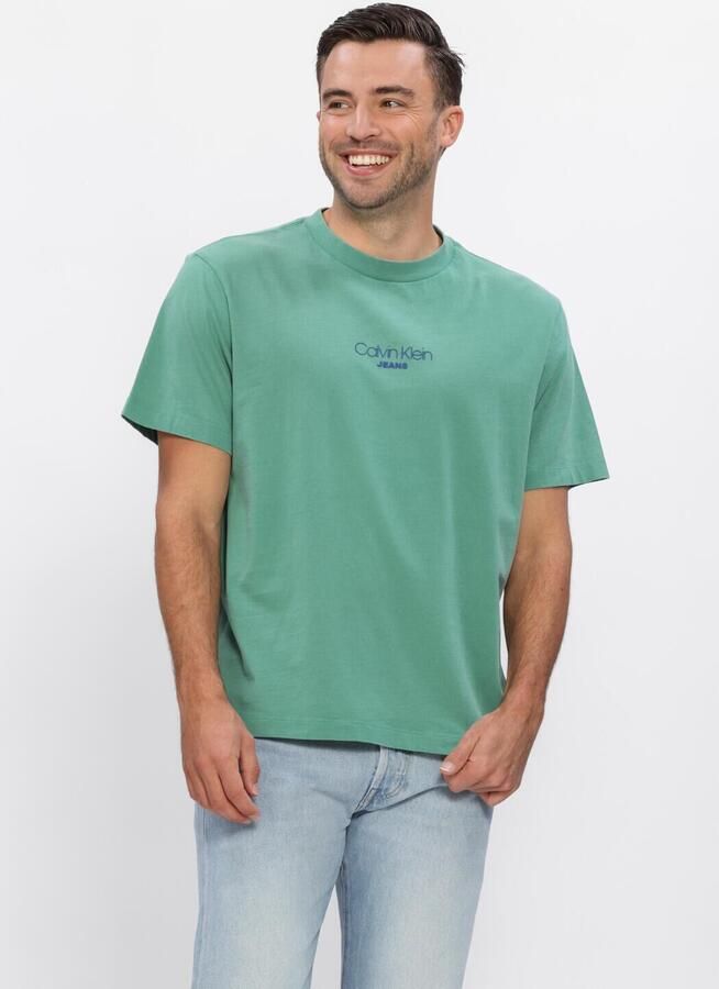 CALVIN KLEIN Heren Polo's & T-shirts Ss 20s Acid Wash Graphic Crewnk Groen