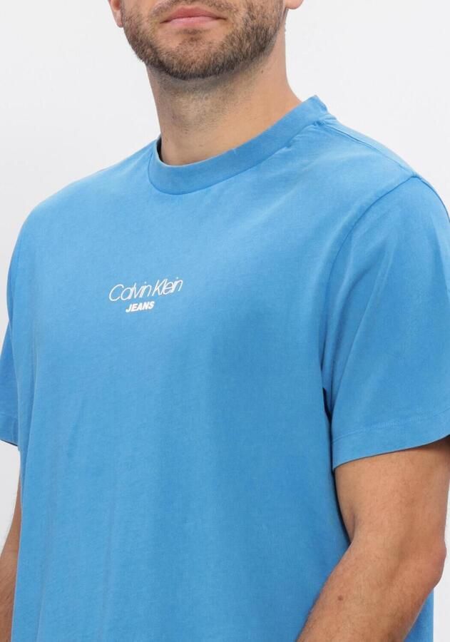 CALVIN KLEIN Heren Polo's & T-shirts Ss 20s Acid Wash Graphic Crewnk Lichtblauw - Foto 3