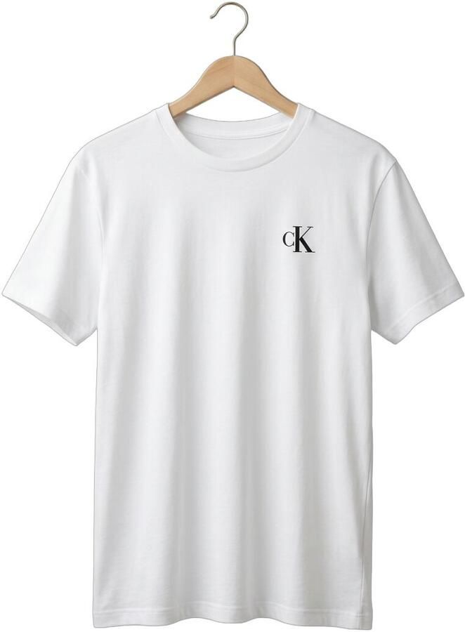 CALVIN KLEIN Heren Polo's & T-shirts Ss 30s Classic Back Monologo Tee Wit - Foto 2