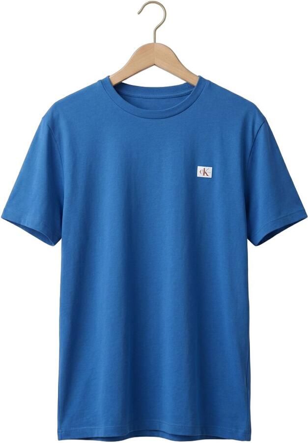CALVIN KLEIN Heren Polo's & T-shirts Ss Badge 30s Jersey Classic Tee Blauw - Foto 4