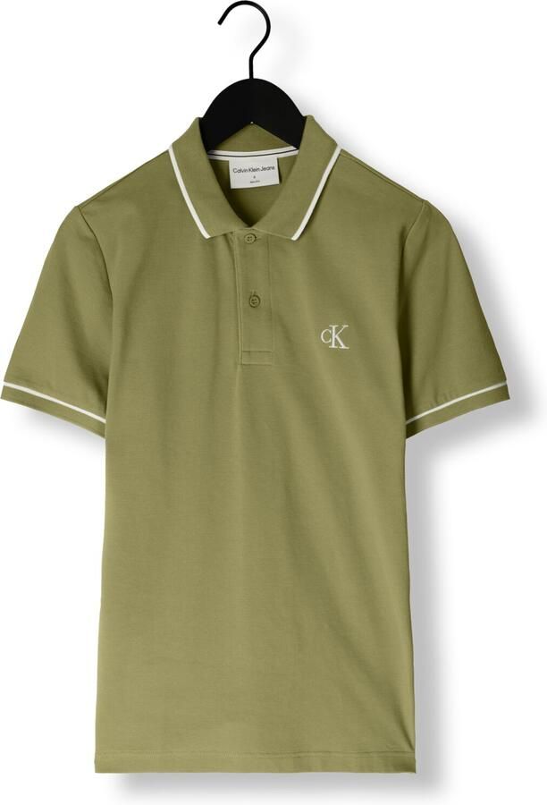 CALVIN KLEIN JEANS slim fit polo TIPPING met logo dark juniper - Foto 3