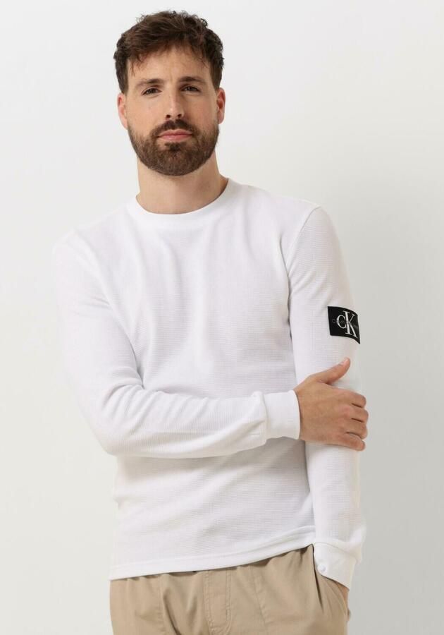 Calvin Klein Jeans Shirt met lange mouwen van katoen met structuurmotief model 'WAFFLE' - Foto 4