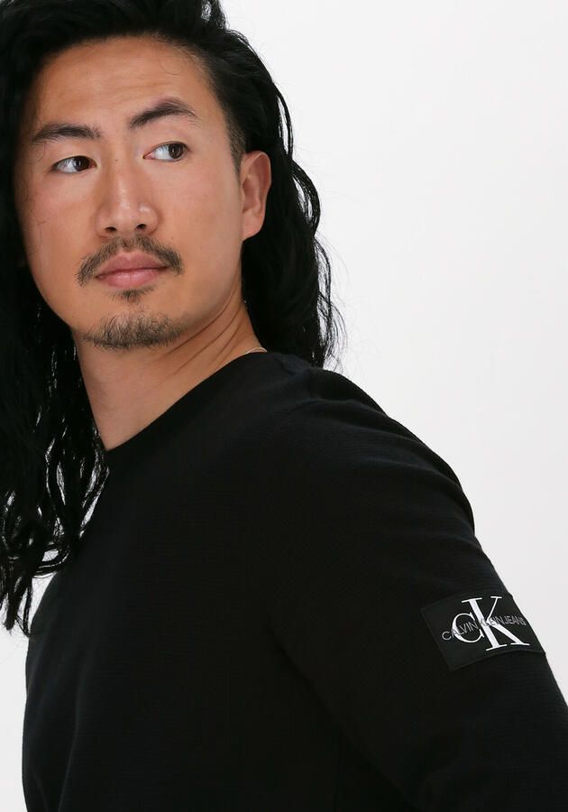 Calvin Klein Jeans Shirt met lange mouwen van katoen met structuurmotief model 'WAFFLE' - Foto 2