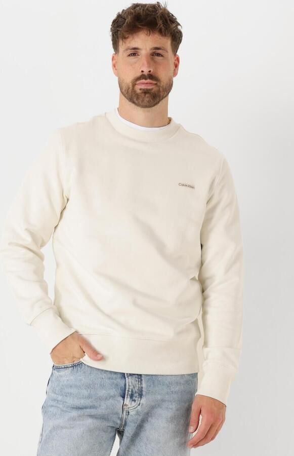 CALVIN KLEIN Heren Truien & Vesten Label Crew Neck Ecru - Foto 4
