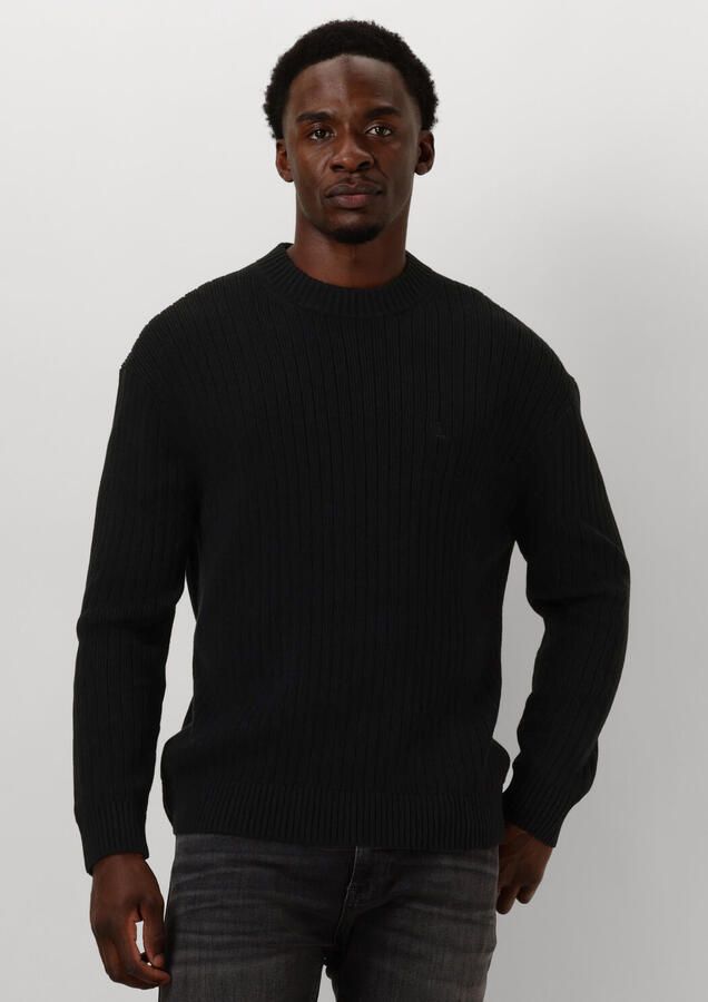 Calvin Klein Zwarte Geribbelde Trui Lineaire Stijl Black Heren - Foto 4