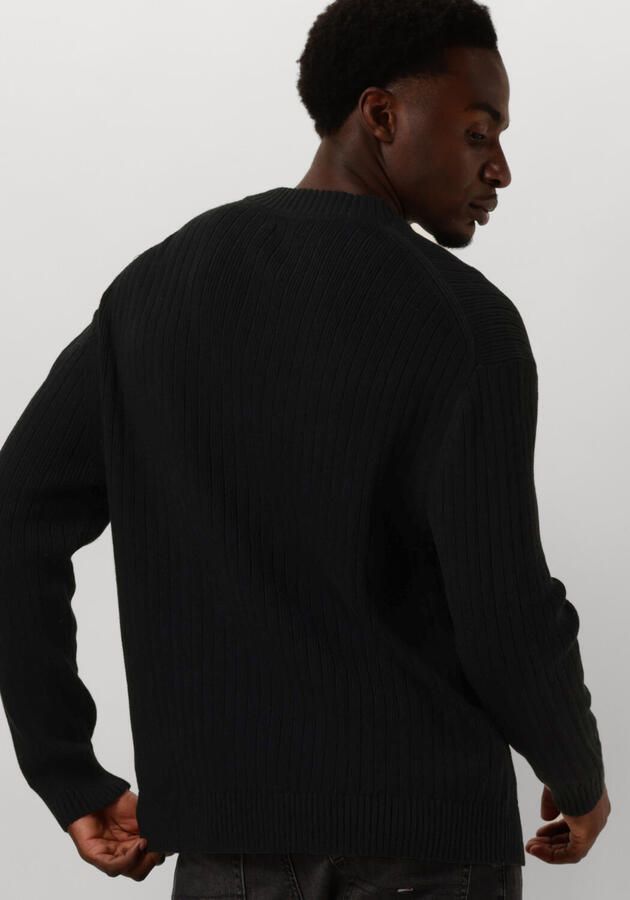 Calvin Klein Zwarte Geribbelde Trui Lineaire Stijl Black Heren - Foto 2