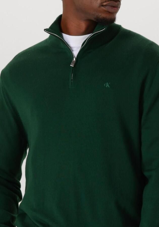 CALVIN KLEIN Heren Truien & Vesten Ls 100% Merino Qz 14gg Donkergroen - Foto 2