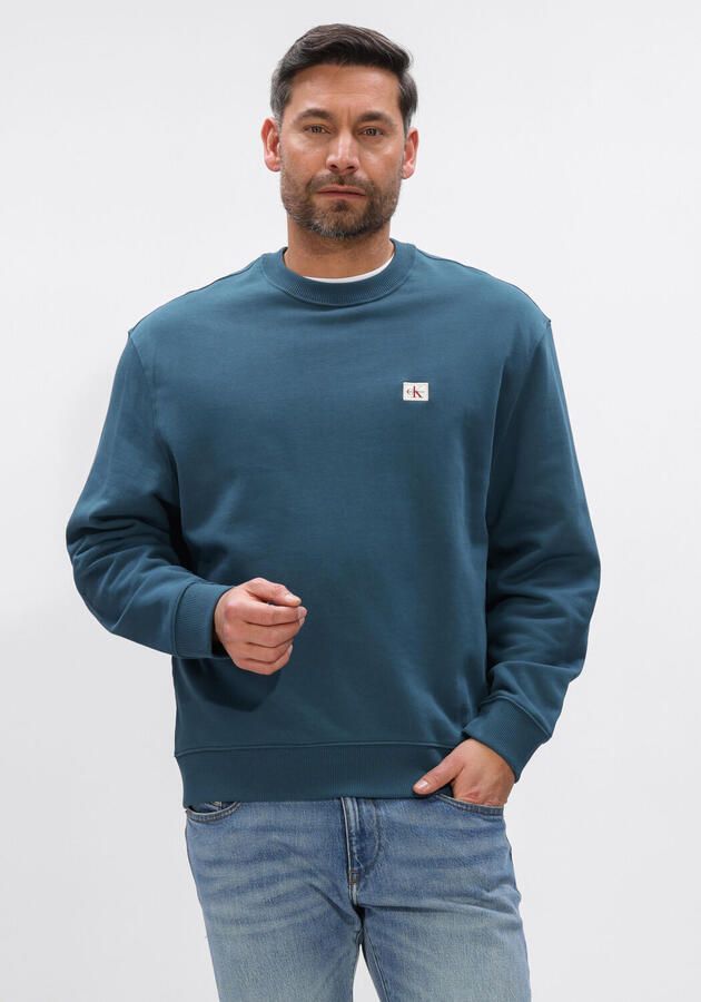 CALVIN KLEIN Heren Truien & Vesten Ls 350terry Ey Whsl Badge Crewne Petrol