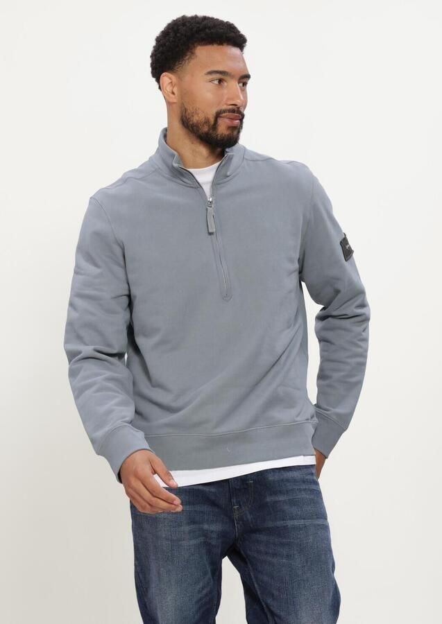 CALVIN KLEIN Heren Truien & Vesten Ls Eu 350terry Badge Qtr Zip Lichtblauw