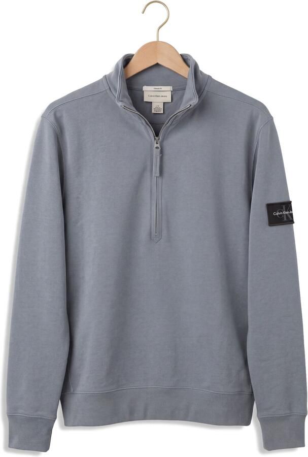 CALVIN KLEIN Heren Truien & Vesten Ls Eu 350terry Badge Qtr Zip Lichtblauw - Foto 4
