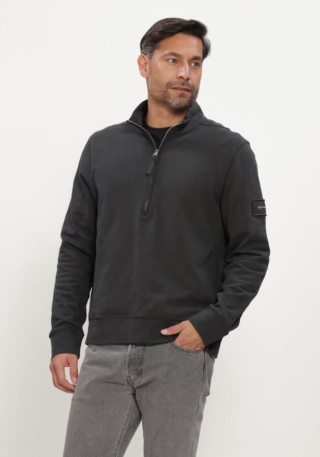 CALVIN KLEIN Heren Truien & Vesten Ls Eu 350terry Badge Qtr Zip Zwart
