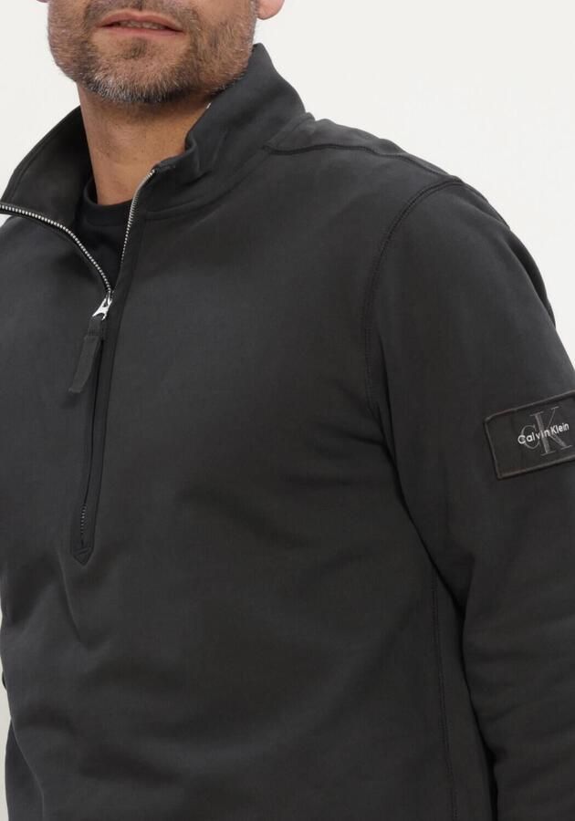 CALVIN KLEIN Heren Truien & Vesten Ls Eu 350terry Badge Qtr Zip Zwart - Foto 3