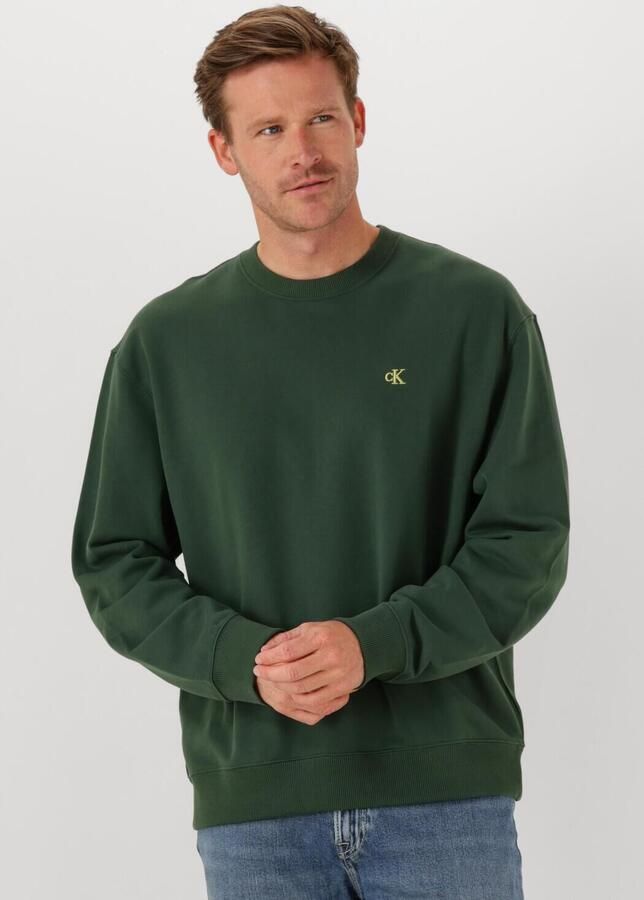 CALVIN KLEIN Heren Truien & Vesten Ls Eu 350terry Monogram Cn Sweat Donkergroen - Foto 4