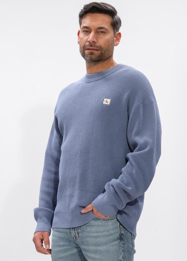 CALVIN KLEIN Heren Truien & Vesten Ls Ez Cotton Waffle Crewnk Swtr 9 Blauw