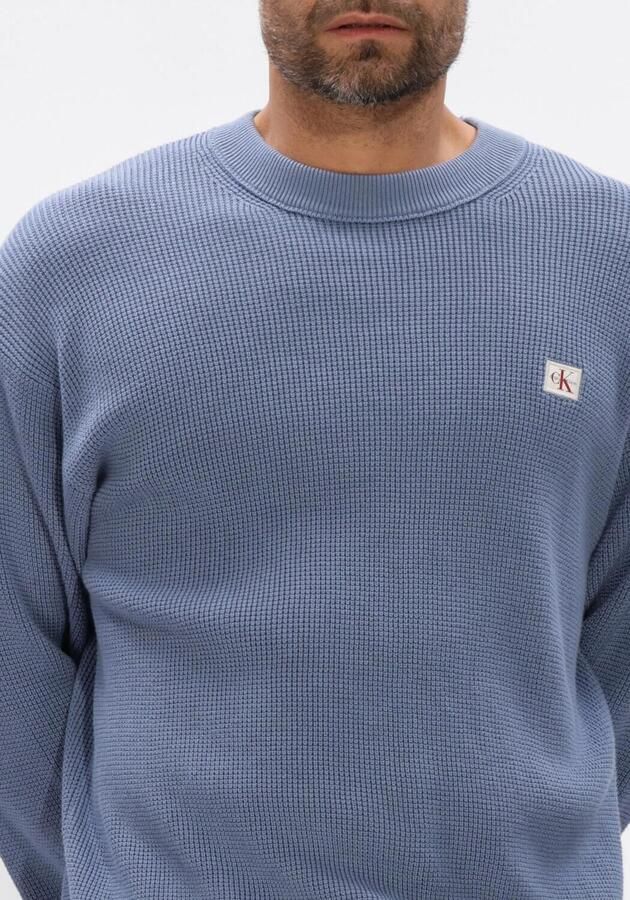 CALVIN KLEIN Heren Truien & Vesten Ls Ez Cotton Waffle Crewnk Swtr 9 Blauw - Foto 3