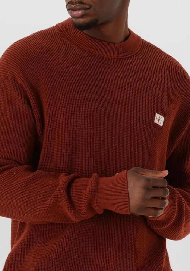 CALVIN KLEIN Heren Truien & Vesten Ls Ez Cotton Waffle Crewnk Swtr 9 Bruin - Foto 2