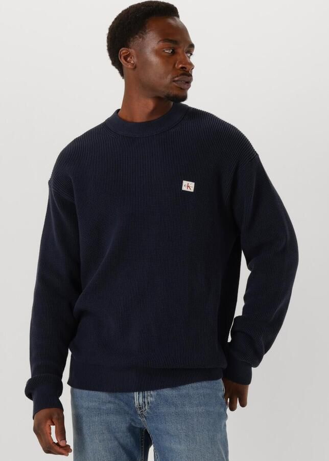 CALVIN KLEIN Heren Truien & Vesten Ls Ez Cotton Waffle Crewnk Swtr 9 Donkerblauw - Foto 4