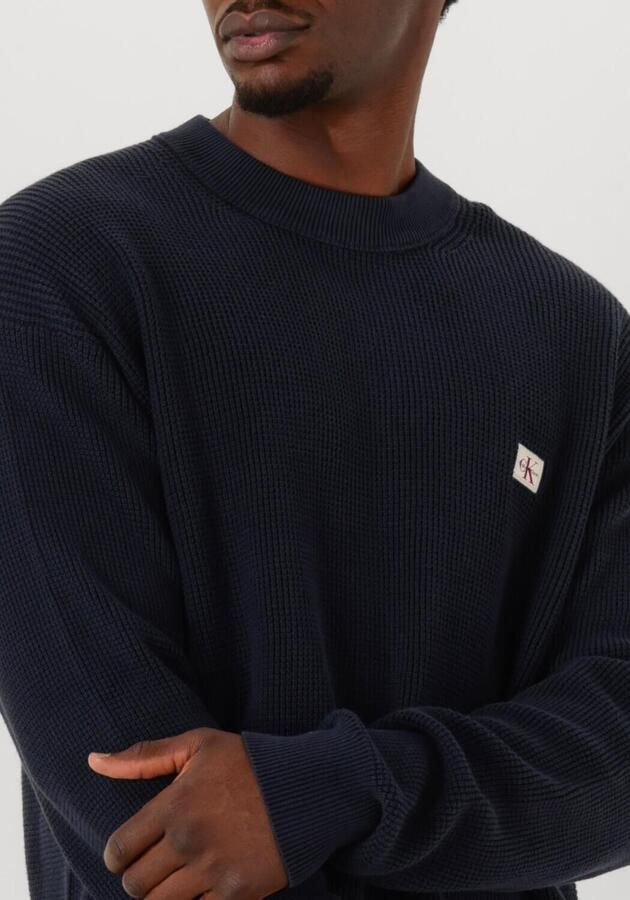 CALVIN KLEIN Heren Truien & Vesten Ls Ez Cotton Waffle Crewnk Swtr 9 Donkerblauw - Foto 2