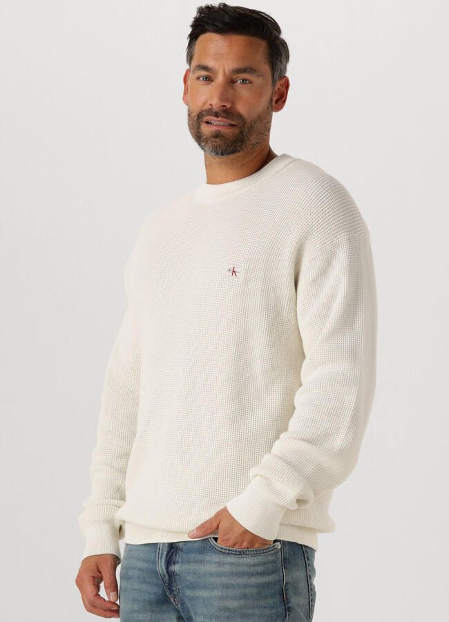 CALVIN KLEIN Heren Truien & Vesten Ls Ez Cotton Waffle Crewnk Swtr 9 Ecru - Foto 4