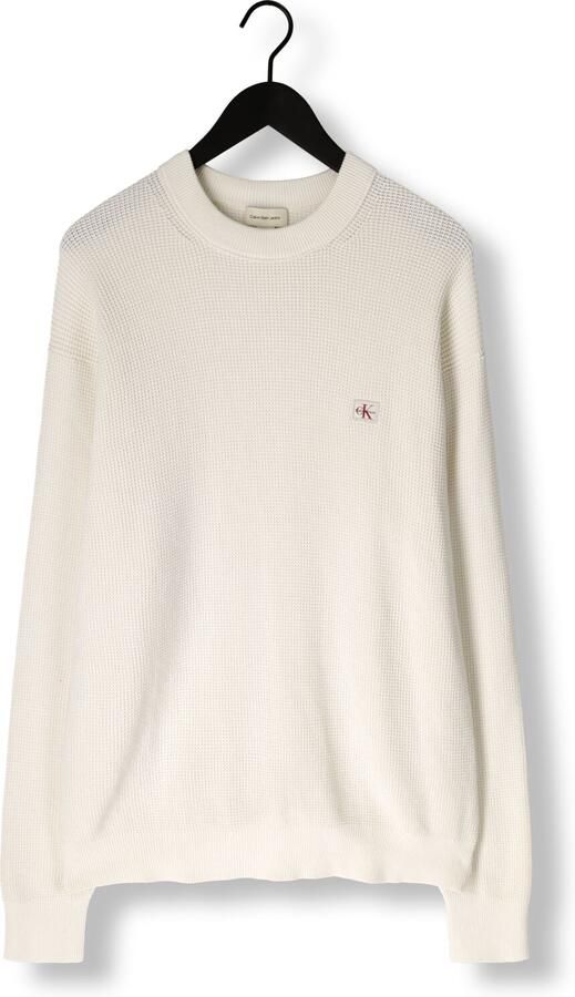 CALVIN KLEIN Heren Truien & Vesten Ls Ez Cotton Waffle Crewnk Swtr 9 Ecru - Foto 3