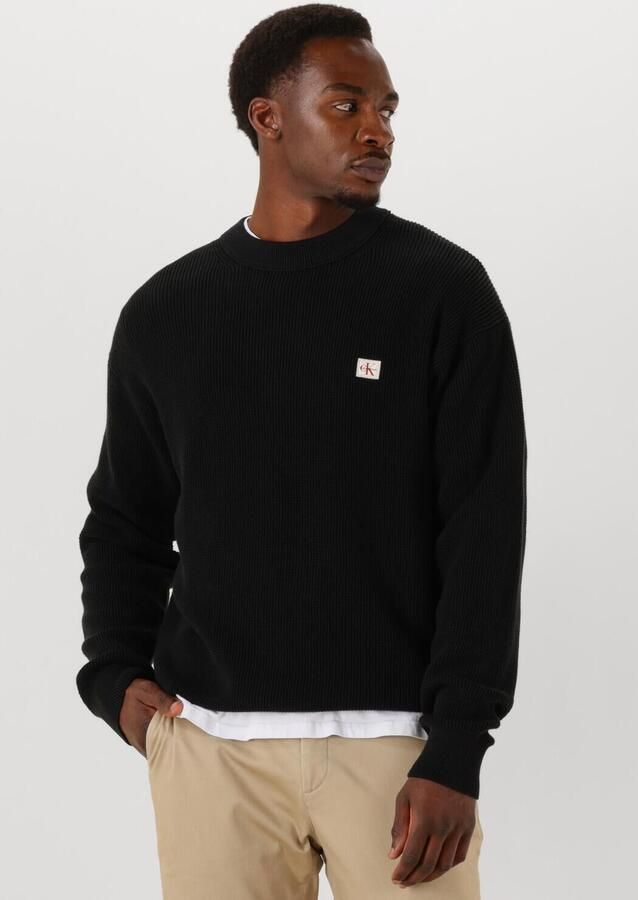 CALVIN KLEIN Heren Truien & Vesten Ls Ez Cotton Waffle Crewnk Swtr 9 Zwart - Foto 4