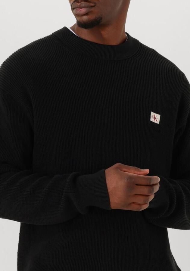 CALVIN KLEIN Heren Truien & Vesten Ls Ez Cotton Waffle Crewnk Swtr 9 Zwart