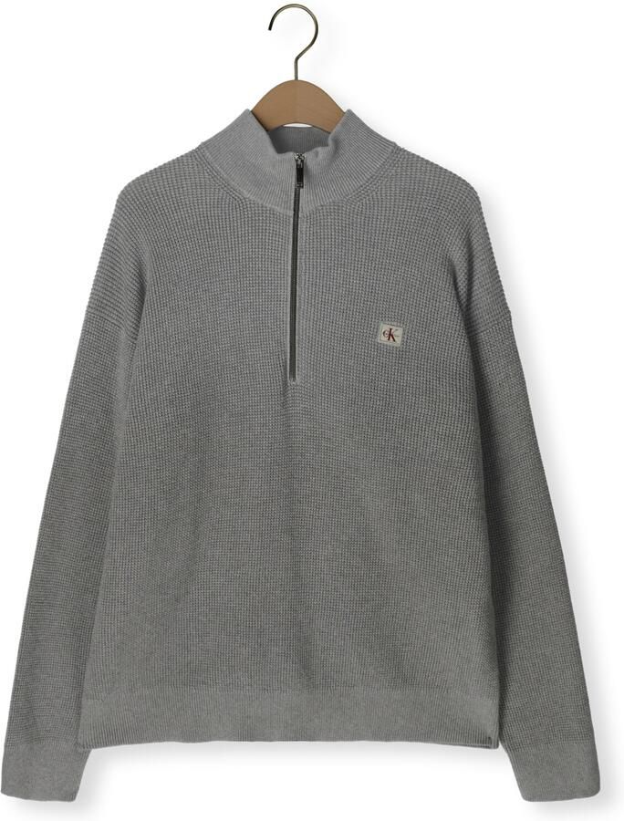 CALVIN KLEIN Heren Truien & Vesten Ls Ez Cotton Waffle Quarter Zip Grijs - Foto 2