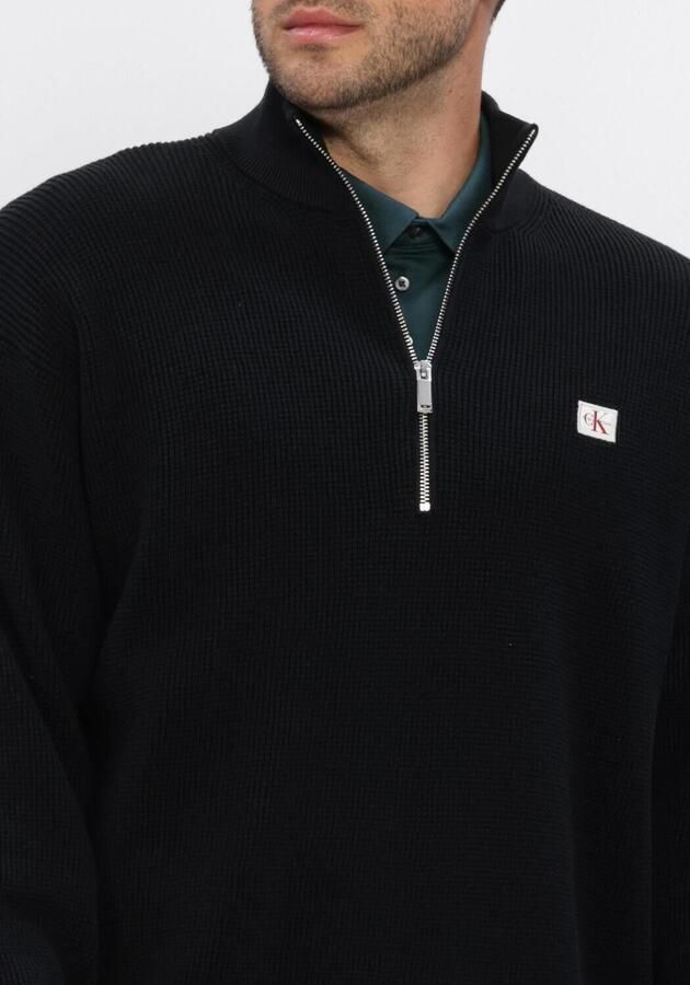 CALVIN KLEIN Heren Truien & Vesten Ls Ez Cotton Waffle Quarter Zip Zwart - Foto 3
