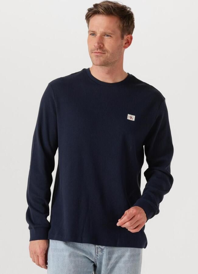 CALVIN KLEIN Heren Truien & Vesten Ls Waffle Badge Crewnk Tee Donkerblauw - Foto 4
