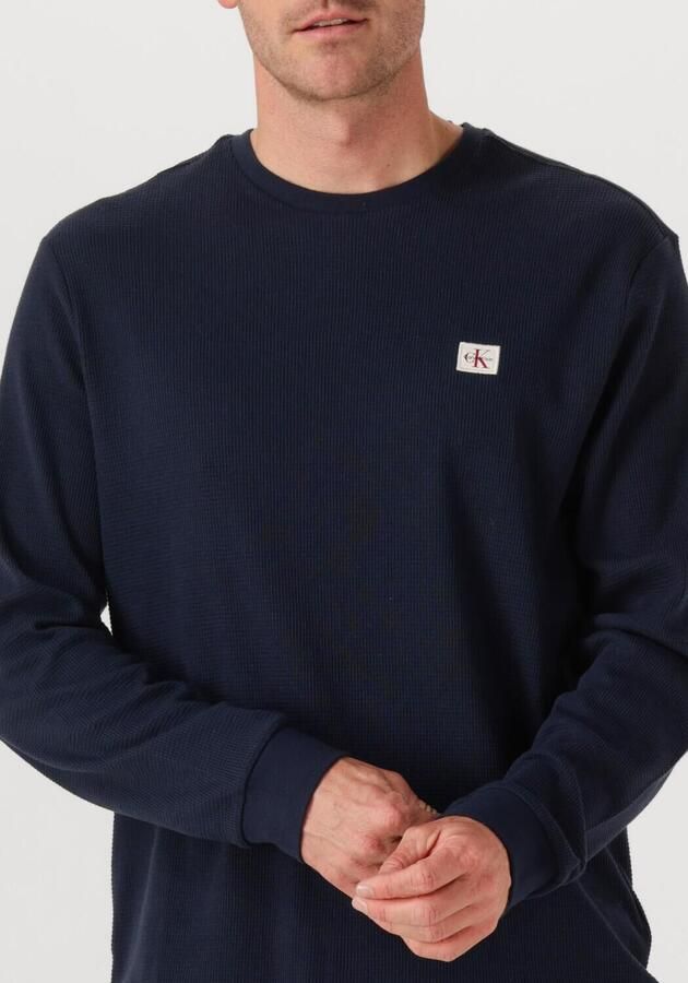 CALVIN KLEIN Heren Truien & Vesten Ls Waffle Badge Crewnk Tee Donkerblauw - Foto 2