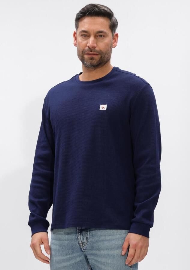 Calvin Klein Jeans Slim fit shirt met lange mouwen en logopatch model 'Waffle'