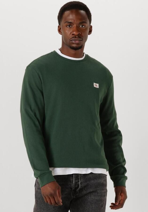 CALVIN KLEIN Heren Truien & Vesten Ls Waffle Badge Crewnk Tee Donkergroen - Foto 4