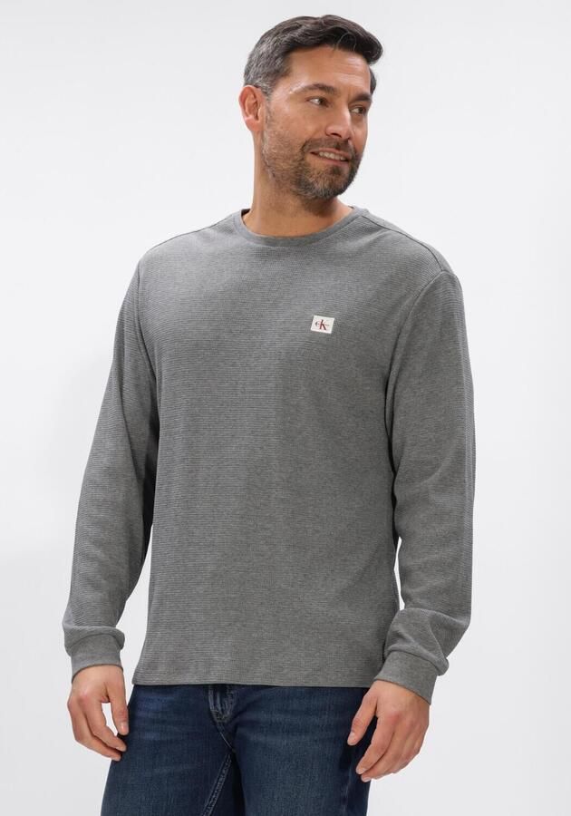 Calvin Klein Jeans Slim fit shirt met lange mouwen en logopatch model 'Waffle'