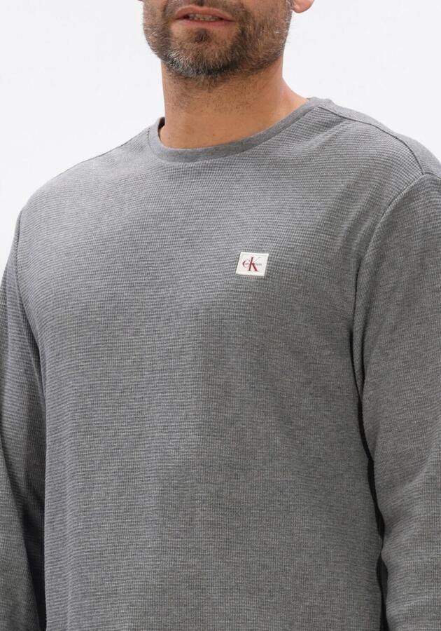 Calvin Klein Jeans Slim fit shirt met lange mouwen en logopatch model 'Waffle' - Foto 4