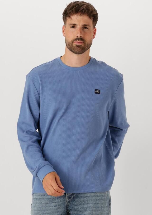 CALVIN KLEIN Heren Truien & Vesten Ls Waffle Badge Crewnk Tee Lichtblauw - Foto 4