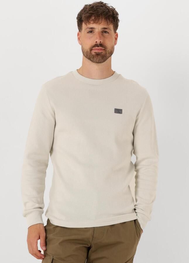 CALVIN KLEIN Heren Truien & Vesten Woven Label Waffle Ls Tee Beige - Foto 4