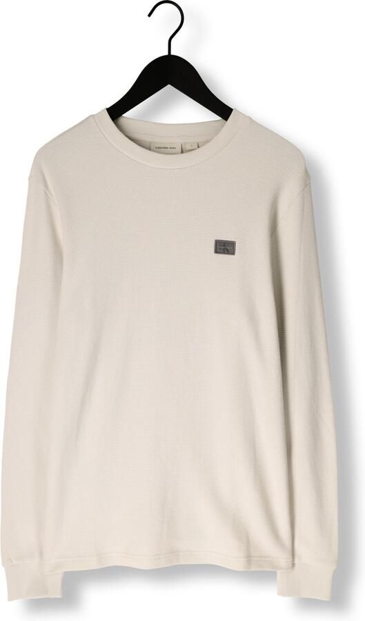 CALVIN KLEIN Heren Truien & Vesten Woven Label Waffle Ls Tee Beige - Foto 3