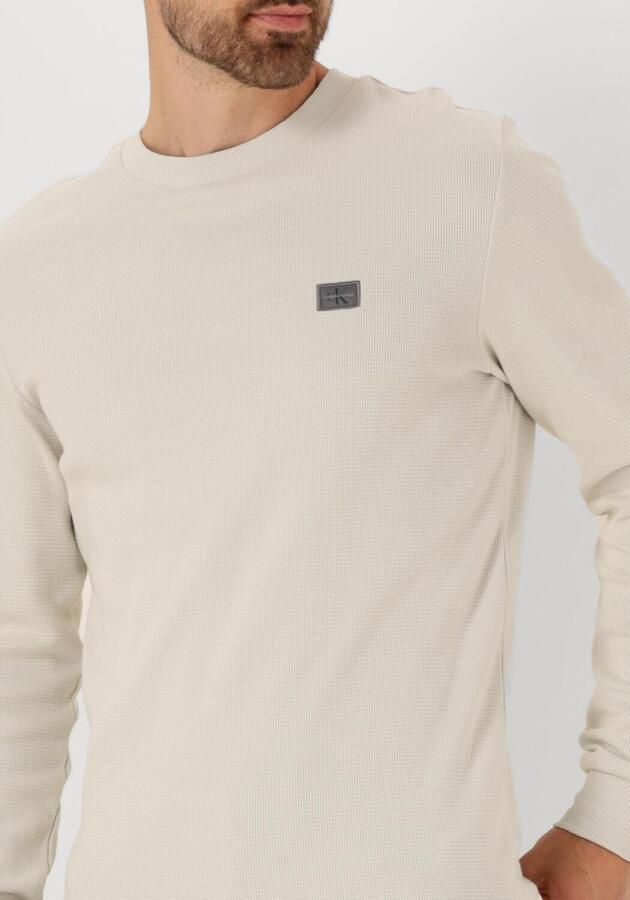 CALVIN KLEIN Heren Truien & Vesten Woven Label Waffle Ls Tee Beige - Foto 2