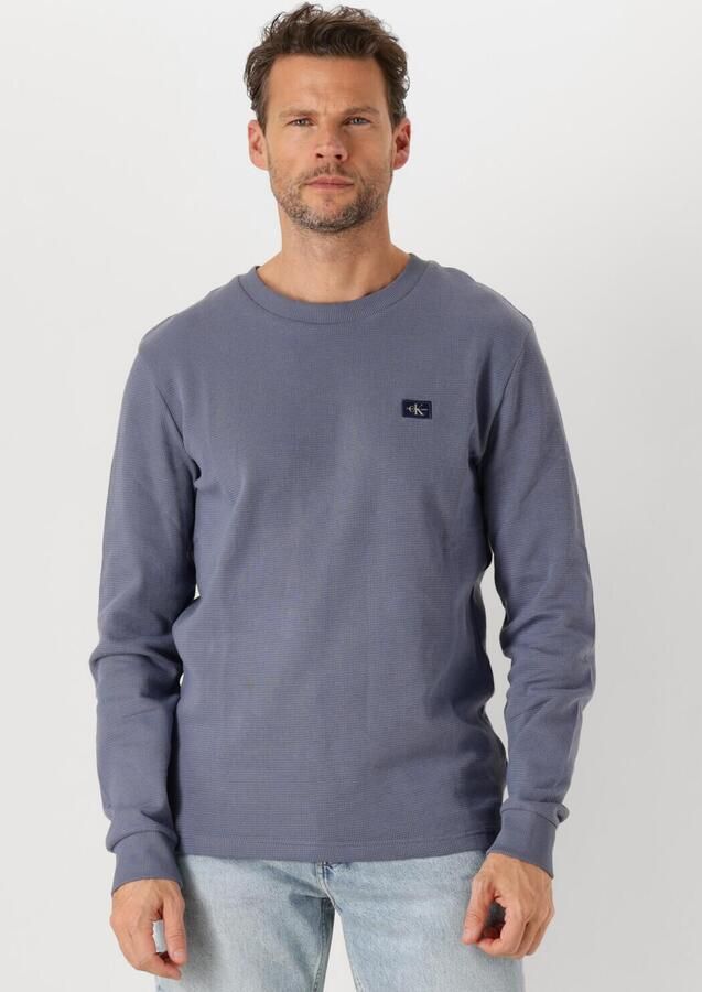 CALVIN KLEIN Heren Truien & Vesten Woven Label Waffle Ls Tee Blauw - Foto 4