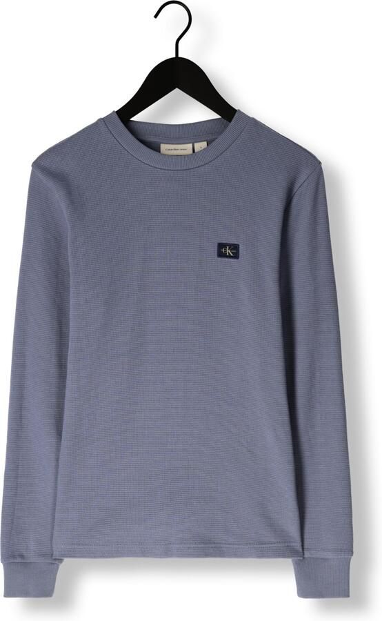 CALVIN KLEIN Heren Truien & Vesten Woven Label Waffle Ls Tee Blauw - Foto 3