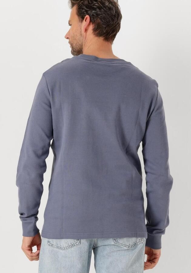 CALVIN KLEIN Heren Truien & Vesten Woven Label Waffle Ls Tee Blauw