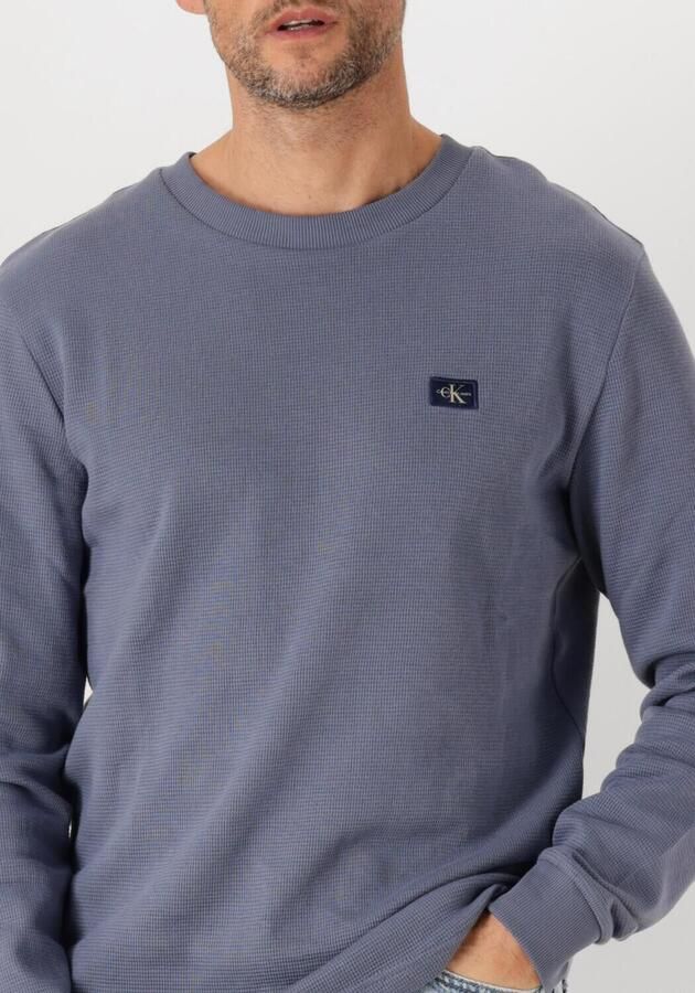 CALVIN KLEIN Heren Truien & Vesten Woven Label Waffle Ls Tee Blauw - Foto 2